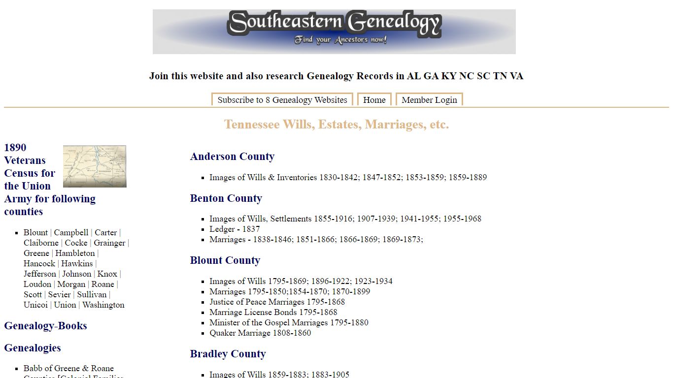 Tennessee Genealogy and Ancestors